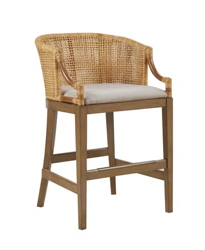 Martha Stewart Collection Martha Stewart Playa 23" Handcrafted Rattan Solid Wood Counter Stool In Brown