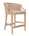 Martha Stewart Collection Martha Stewart Playa 23" Handcrafted Rattan Solid Wood Counter Stool In Natural Whitewash