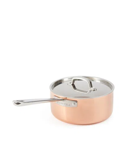 Martha Stewart Collection Stainless Steel 3 Qt Low Saucepan With Lid In Copper