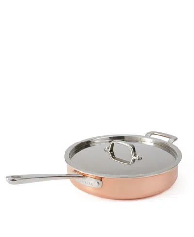 Martha Stewart Collection Stainless Steel 3.5 Qt Straight Sided Saute Pan With Lid In Copper