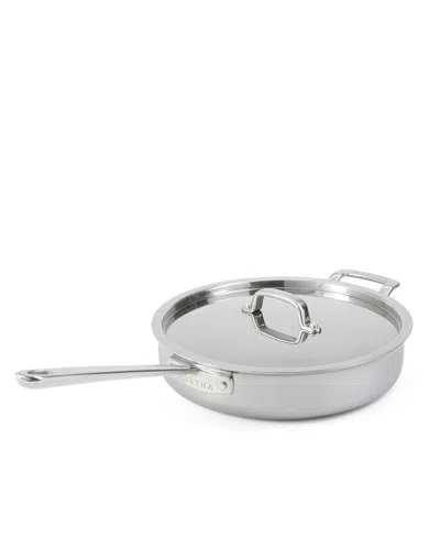Martha Stewart Collection Stainless Steel 3.5 Qt Straight Sided Saute Pan With Lid In Silver