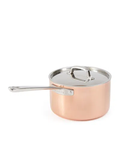 Martha Stewart Collection Stainless Steel 4 Qt Saucepan With Lid In Pink