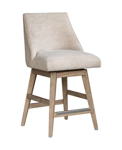 Martha Stewart Collection Winfield 38" Upholstered Fabric Swivel Counter Stool In Sand