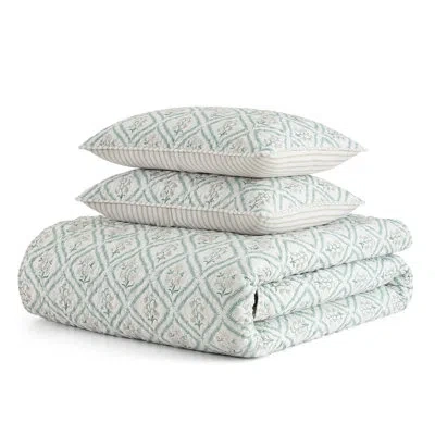Martha Stewart Costa Reversible Green Quilt Set