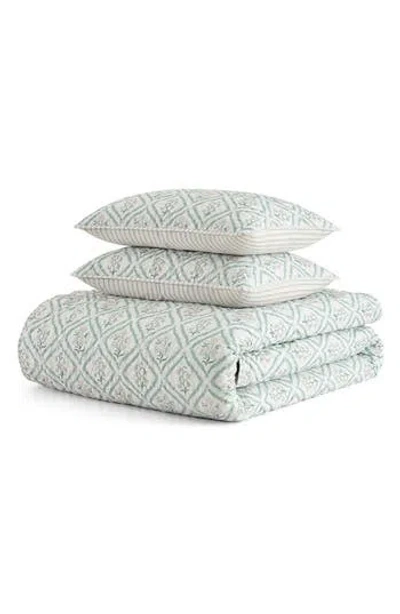 Martha Stewart Costa Reversible Quilt In Linen/ Sage/ Feather/ White
