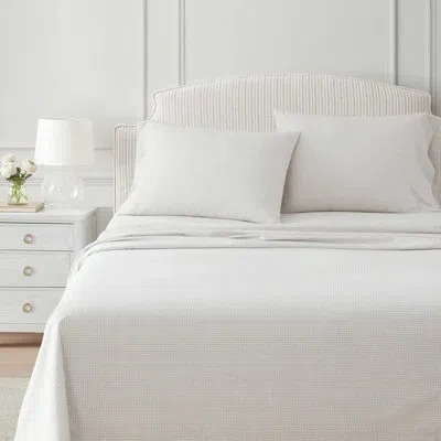 Martha Stewart Cotton Percale  Sheet Set In Beige Gingham