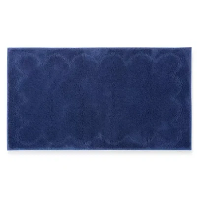 Martha Stewart Cotton Scalloped Bath Rug In Blue