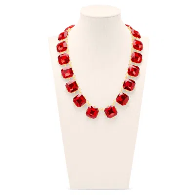 Martha Stewart Cushion Crystal Statement Necklace, Red In Pink