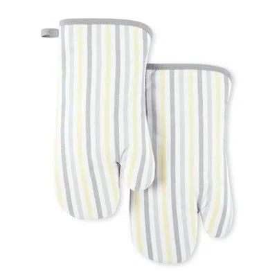 Martha Stewart Daisy Stripe Oven Mitt In Gray,yellow