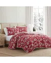 Martha Stewart Dancing Deer Washed Quilt Set In Red