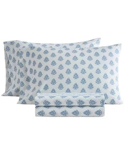 Martha Stewart Darcy Cotton Percale Sheet Set In Blue