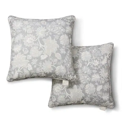 Martha Stewart Distressed Jacobean Indoor Outdoor Lumbar Pillow 2-pack Set, 18" In Gray