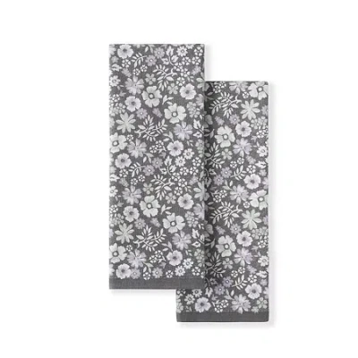 Martha Stewart Ditsy Floral 2-pc. Kitchen Towel Set In Gray