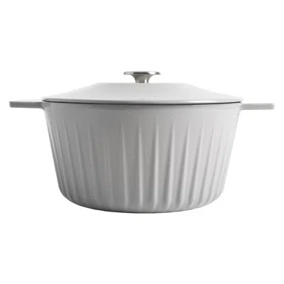 Martha Stewart Eastholm 3 Quarts Qt. Non-stick Enameled Cast Iron Round Dutch Oven In Gray
