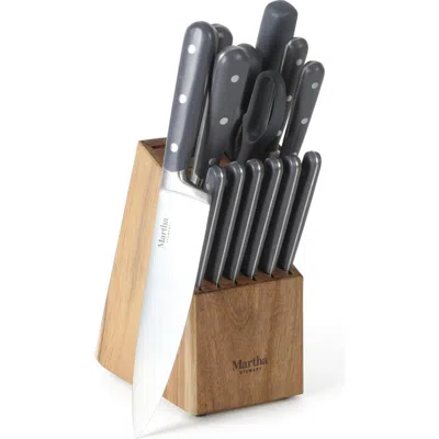 Martha Stewart Eastwalk 14-piece Forged Stainless Steel Knife Block Set With Acacia Wood Block In Brown