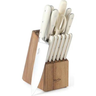 Martha Stewart Eastwalk 14-piece Forged Stainless Steel Knife Block Set With Acacia Wood Block In Brown