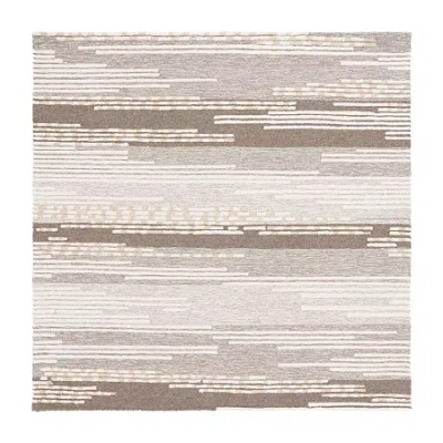 Martha Stewart Edna Stripe Hand Tufted 6' X 6' Indoor Square Area Rug In Brown