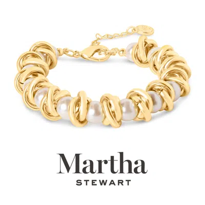Martha Stewart Elegant Gold And Pearl Bracelet, 7 Inches For Women