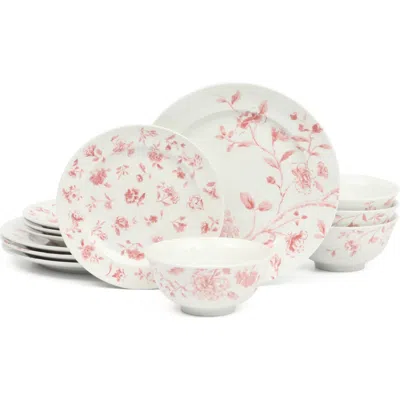 Martha Stewart Empress Bouquet Decorated Chip-resistant Porcelain Dinnerware Set In Pink
