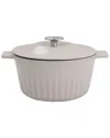 Martha Stewart Enameled Cast Iron 3qt Embossed Stripe Dutch Oven With Lid In Gray
