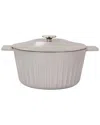 Martha Stewart Enameled Cast Iron 5qt Embossed Stripe Dutch Oven With Lid In Gray