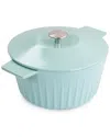 Martha Stewart Enameled Cast Iron 5qt Round Dutch Oven With Lid In Blue