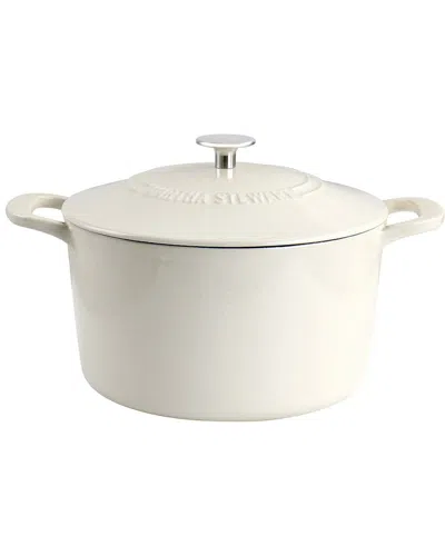 Martha Stewart Enameled Cast Iron 7qt Dutch Oven With Lid In Cream