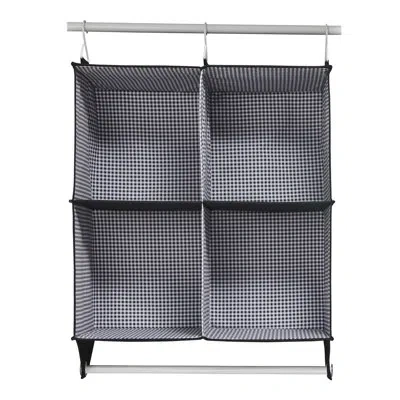 Martha Stewart Essential Home Storage 4 Shelf Hanging Closet Organizer With Bar For Storing Sweaters, Blankets, Han In Black