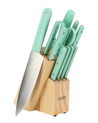 MARTHA STEWART MARTHA STEWART EVERYDAY 12PC STAINLESS STEEL CUTLERY & WOOD BLOCK SET