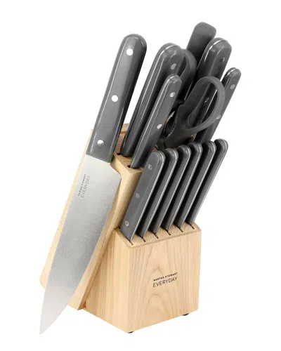 Martha Stewart 14pc Stainless Steel Cutlery Set With Wood Block In Black