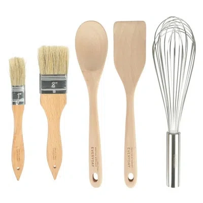 Martha Stewart Everyday 18 Piece Stainless Steel And Wood Assorted Gadget Set In Silver;gray;light Brown