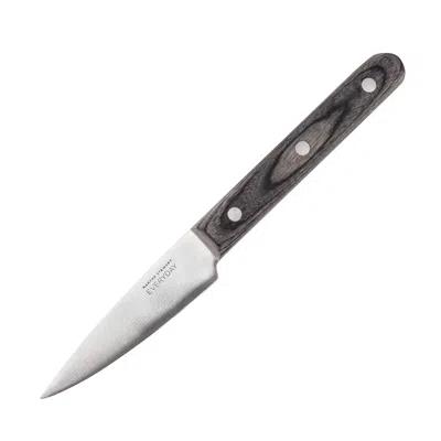 Martha Stewart Everyday 3.5 Inch Stainless Steel Paring Knife In Dark Gray With Wood Handle In Silver
