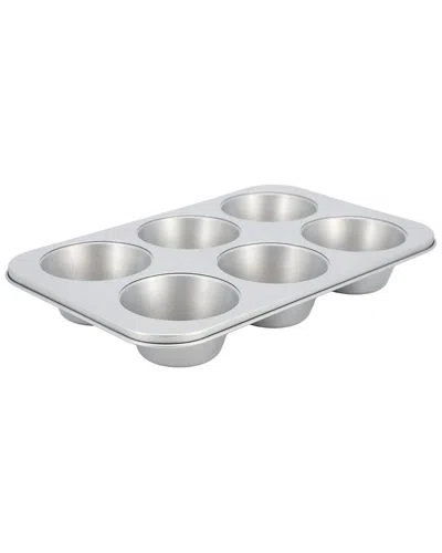 Martha Stewart Everyday Bakeaway 6-cup Nonstick Carbon Steel Muffin Pan In Gray