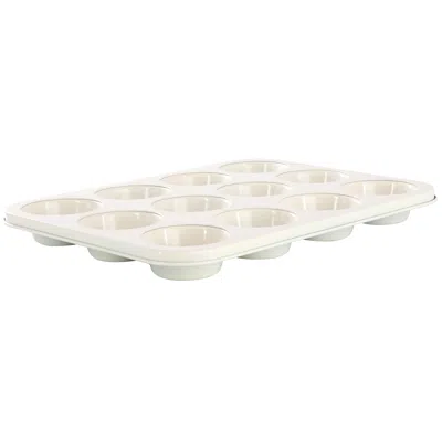 Martha Stewart Everyday Color Bake 12 Cup Nonstick Steel Muffin Pan In Linen In White