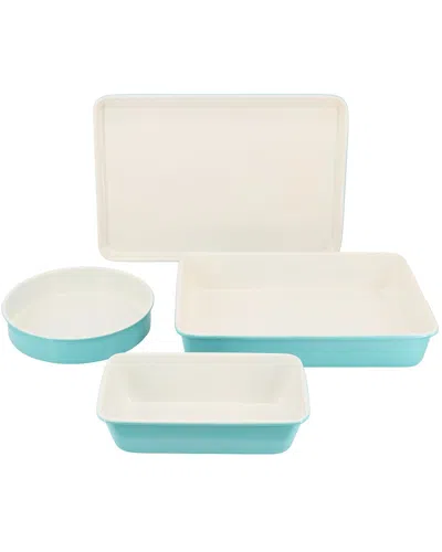 Martha Stewart Everyday Color Bake 4 Piece Nonstick Carbon Steel Bakeware Set In Teal In Blue