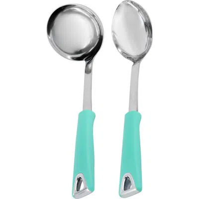 Martha Stewart Everyday Drexler 2 Piece Ladle And Serving Spoon Kitchen Tool Set In Blue