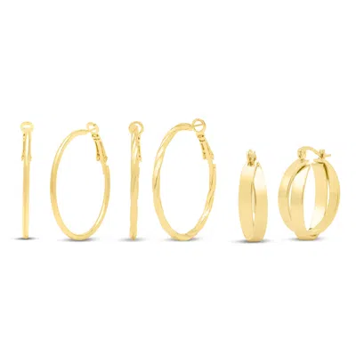 Martha Stewart Everyday Gold Large Hoop Earrings Set Of 3 In Orange