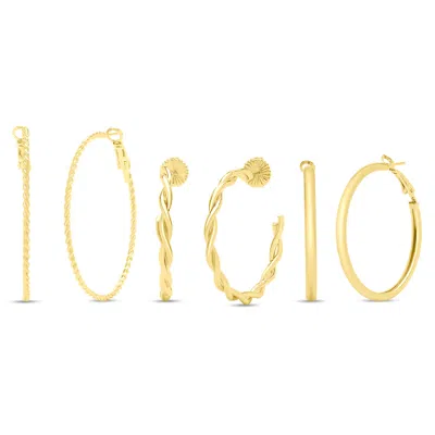 Martha Stewart Everyday Gold Twisted Hoop Earrings Set Of 3 In Red