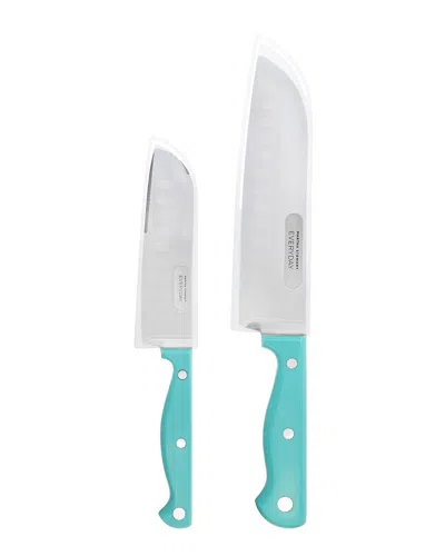 Martha Stewart Everyday Keswick 2pc Santoku Knife & Sheath Set In Green