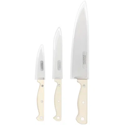 Martha Stewart Everyday Keswick 3 Piece Cutlery And Sheath Set In Linen In White