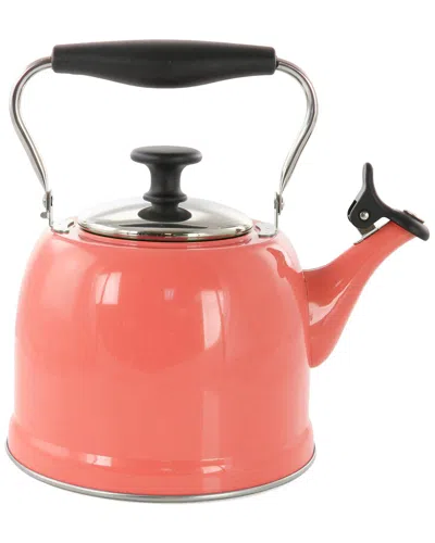 Martha Stewart Everyday Lily Pond 2.2qt Stainless Steel Tea Kettle In Red