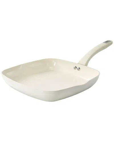 Martha Stewart Everyday Rexford 10in Ceramic Nonstick Aluminum Square Grill Pan In White