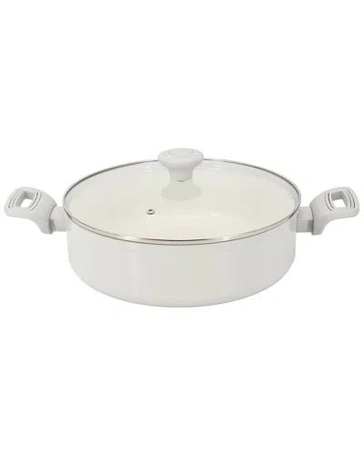 Martha Stewart Everyday Rexford 5qt Ceramic Nonstick Aluminum Everyday Pan With Lid In White