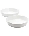 Martha Stewart Everyday Selma 2pc 8in Fine Ceramic Dinner Bowl Set In White
