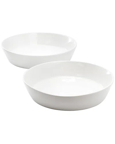 Martha Stewart Everyday Selma 2pc 8in Fine Ceramic Dinner Bowl Set In White