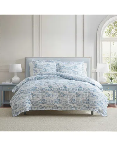 Martha Stewart Farmhouse Toile Cotton Sateen Comforter Set In Blue