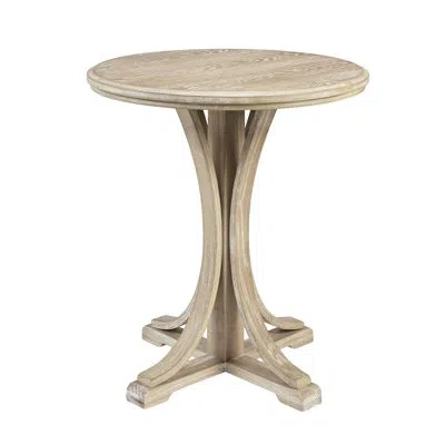 Martha Stewart Fatima Round Pedestal End Table In Reclaimed Wheat