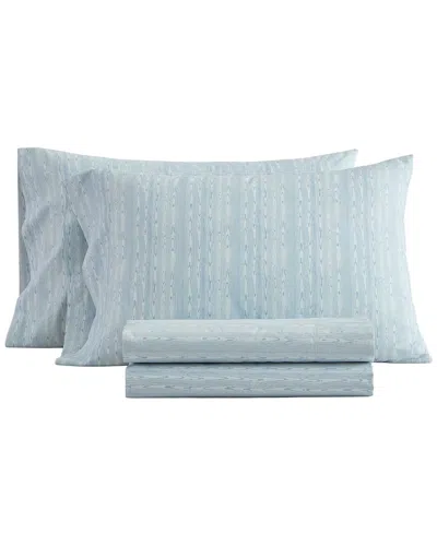 Martha Stewart Faux Bois Cotton Sheet Set In Blue