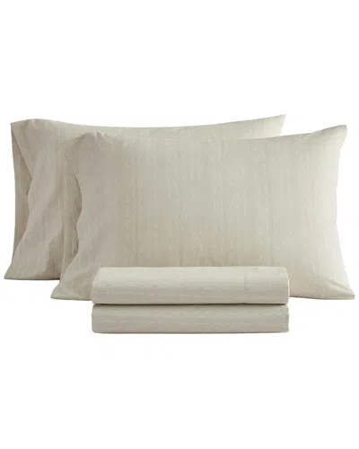 Martha Stewart Faux Bois Cotton Sheet Set In Brown