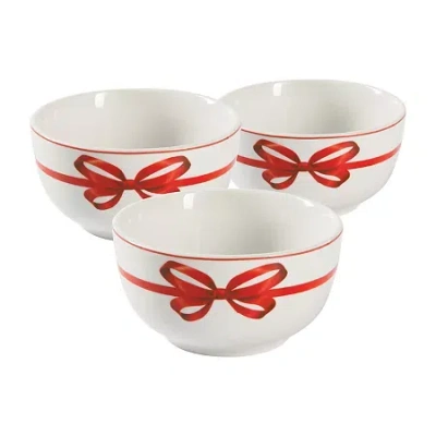 Martha Stewart Festive Bow 3-pc. Ceramic Tidbit Bowls In White